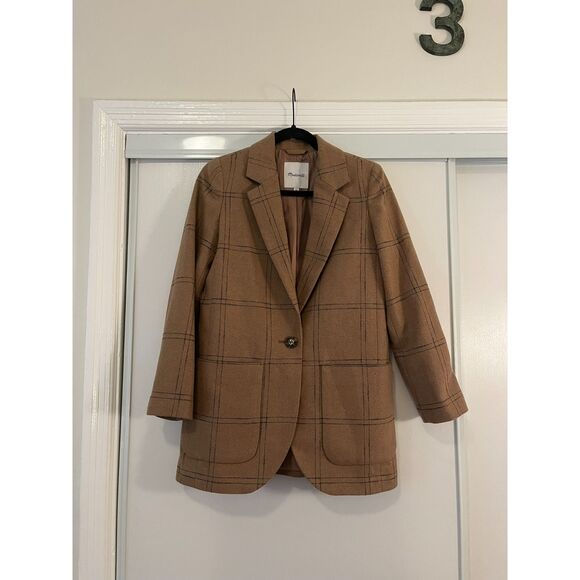 Madewell Larsen Blazer in Windowpane Camel - Picture 5 of 8